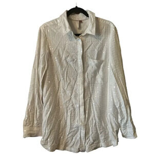Pilcro cotton full sequin embelishment L 100% viscos white button down